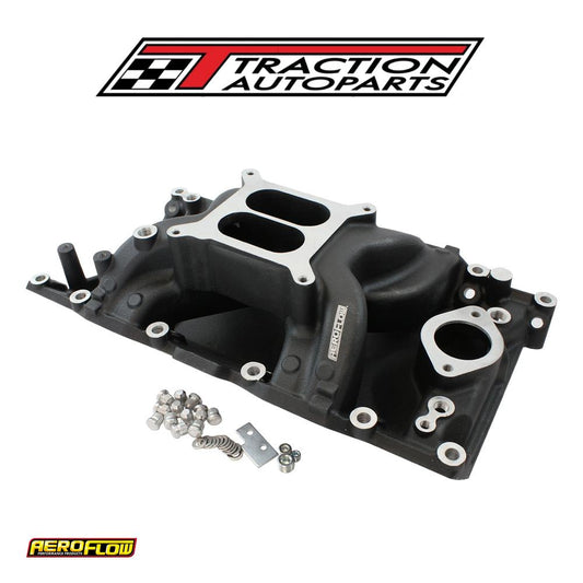 Sb Chrysler Air Gap Intake Manifold Dual Plane 318 360 Black Aeroflow - Af 6010-3005