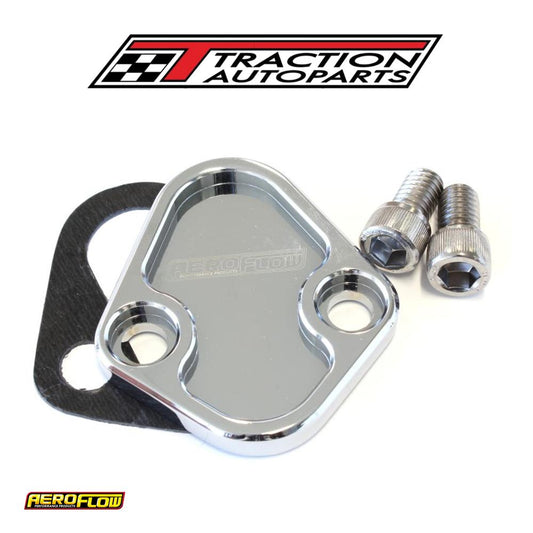 Billet Fuel Pump Block Off Chrome Chry Bbf Sbf Bbc