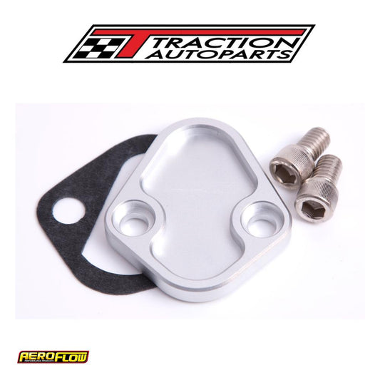 Billet Fuel Pump Block Off Silver Chry Bbc Sbf Bbf