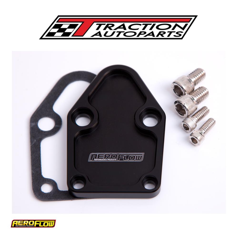 Billet Fuel Pump Block Off Plate Black Suits Sbc