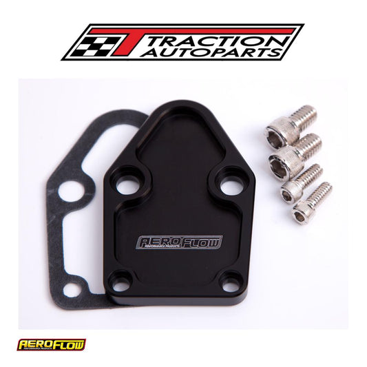 Billet Fuel Pump Block Off Plate Black Suits Sbc