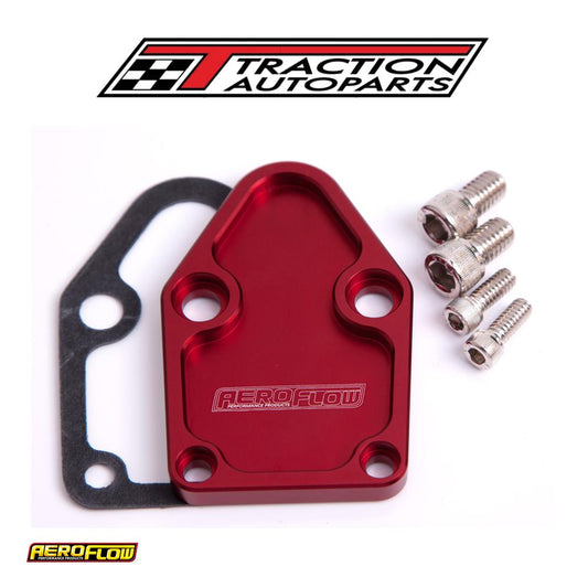 Billet Fuel Pump Block Off Plate Red Suits Sbc