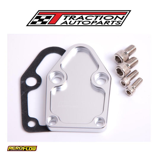 Billet Fuel Pump Block Off Plate Silver Suits Sbc