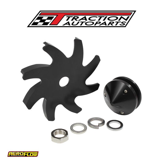Billet Alternator Pulley & Fanwith Nose Cover, Black