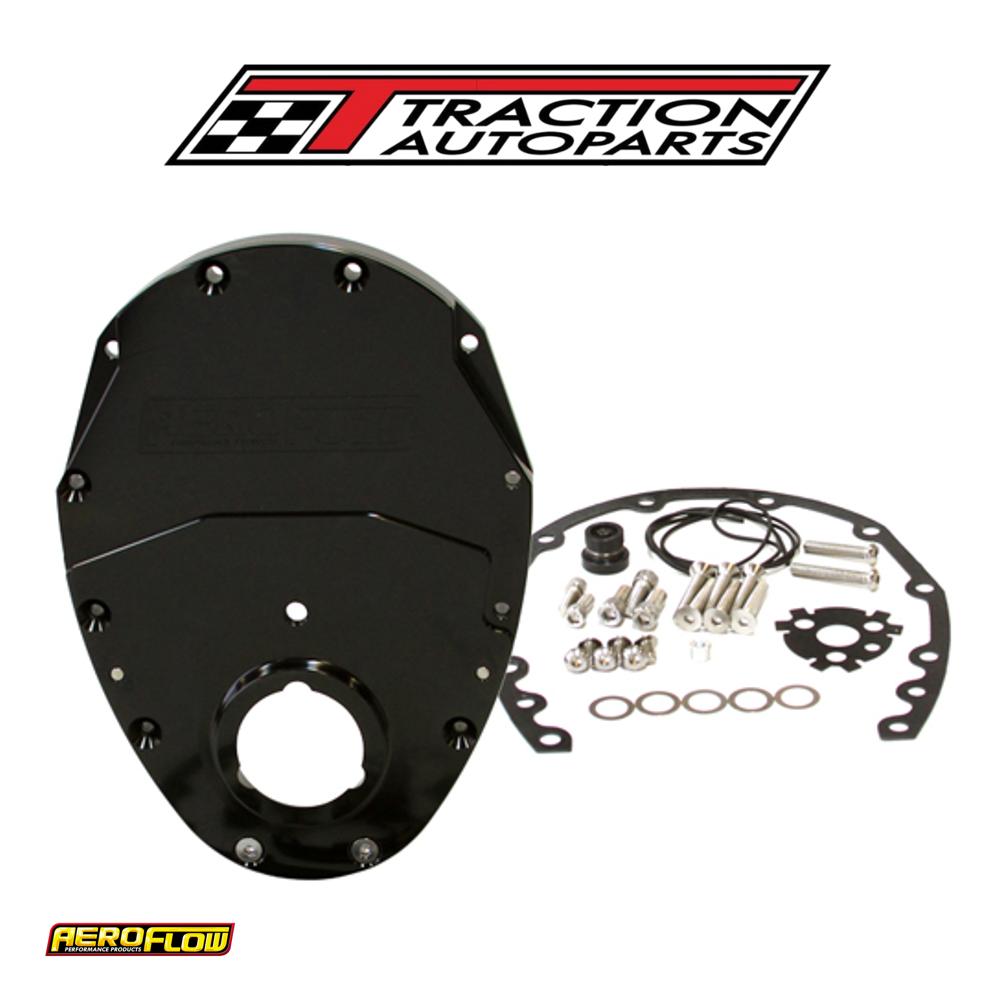 Sb Chev 350 V 6 2 Piece Timing Cover Kit Billet Black