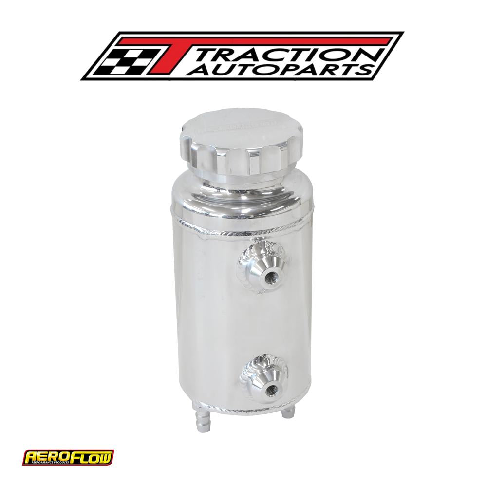 Universal Radiator Overflow Tank 8" X 3.5" -4 Orb Polished