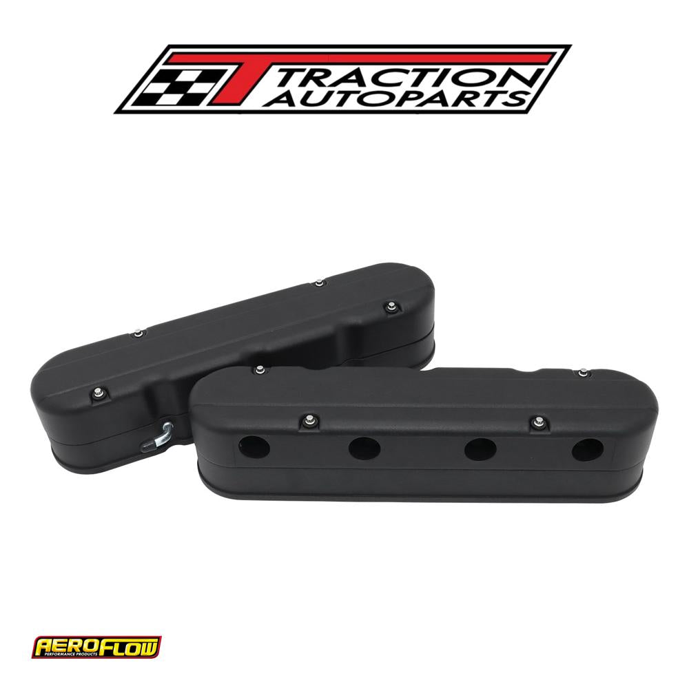 Gm Ls 2 Piece Valve Covers Cast Tall Retro Smooth Black