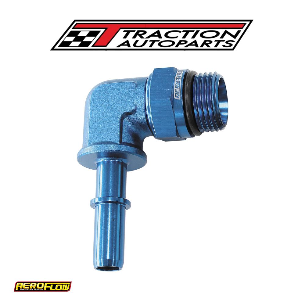 Efi Fuel Fitting 90 Deg 5/16 Push On Barb To -8 orb Blue