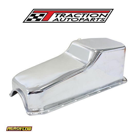 Steel Stock Oil Pan Sbc Chrom Lh/side Dipstick Rear Sump