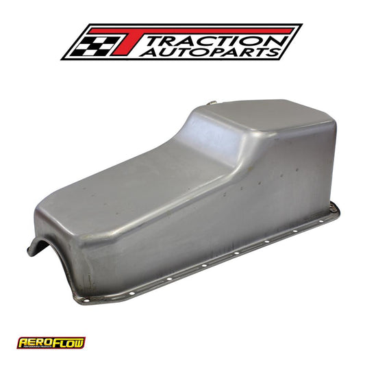 Steel Stock Oil Pan Sbc Raw Lh/side Dipstick Rear Sump