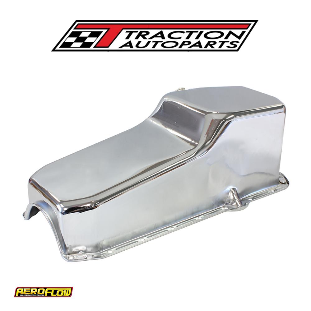 Steel Stock Oil Pan Sbc Chromerh/side Dipstick Rear Sump