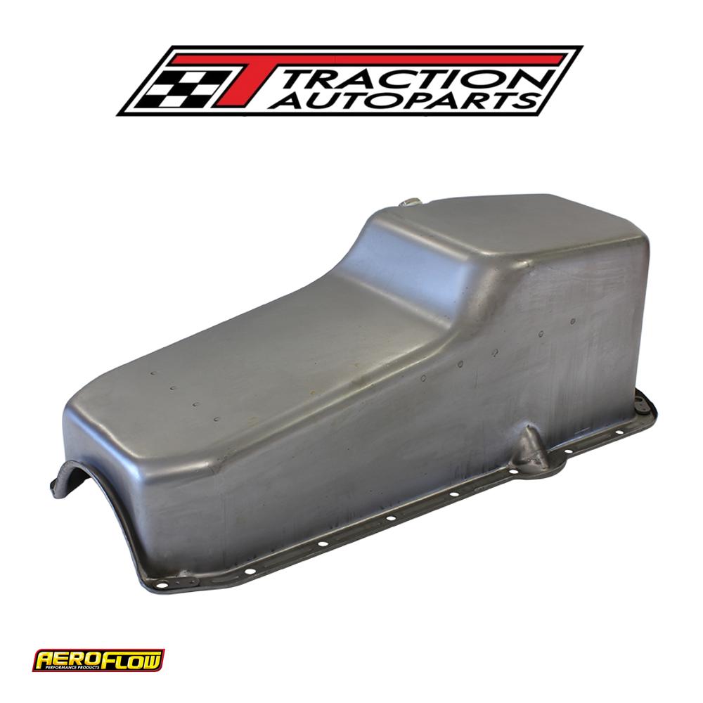 Steel Stock Oil Pan Sbc Raw Rh/side Dipstick Rear Sump