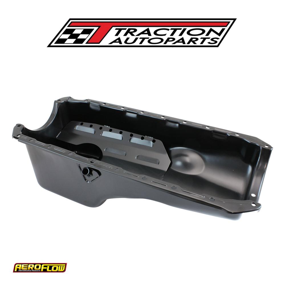 Steel Stock Oil Pan Bbc Black Rh/side Dipstick Rear Sump