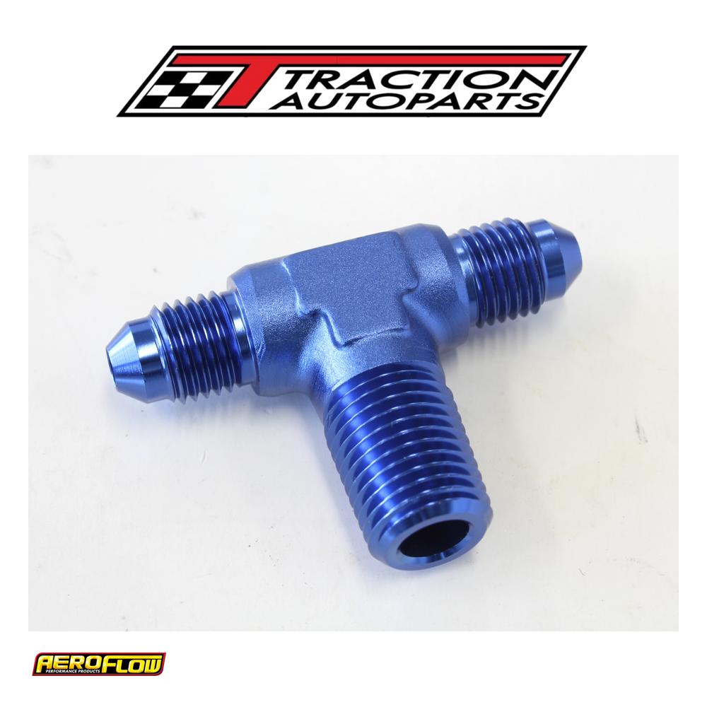 Tee -4 an With 1/4" Npt On Sideblue An Tee With Npt On Side
