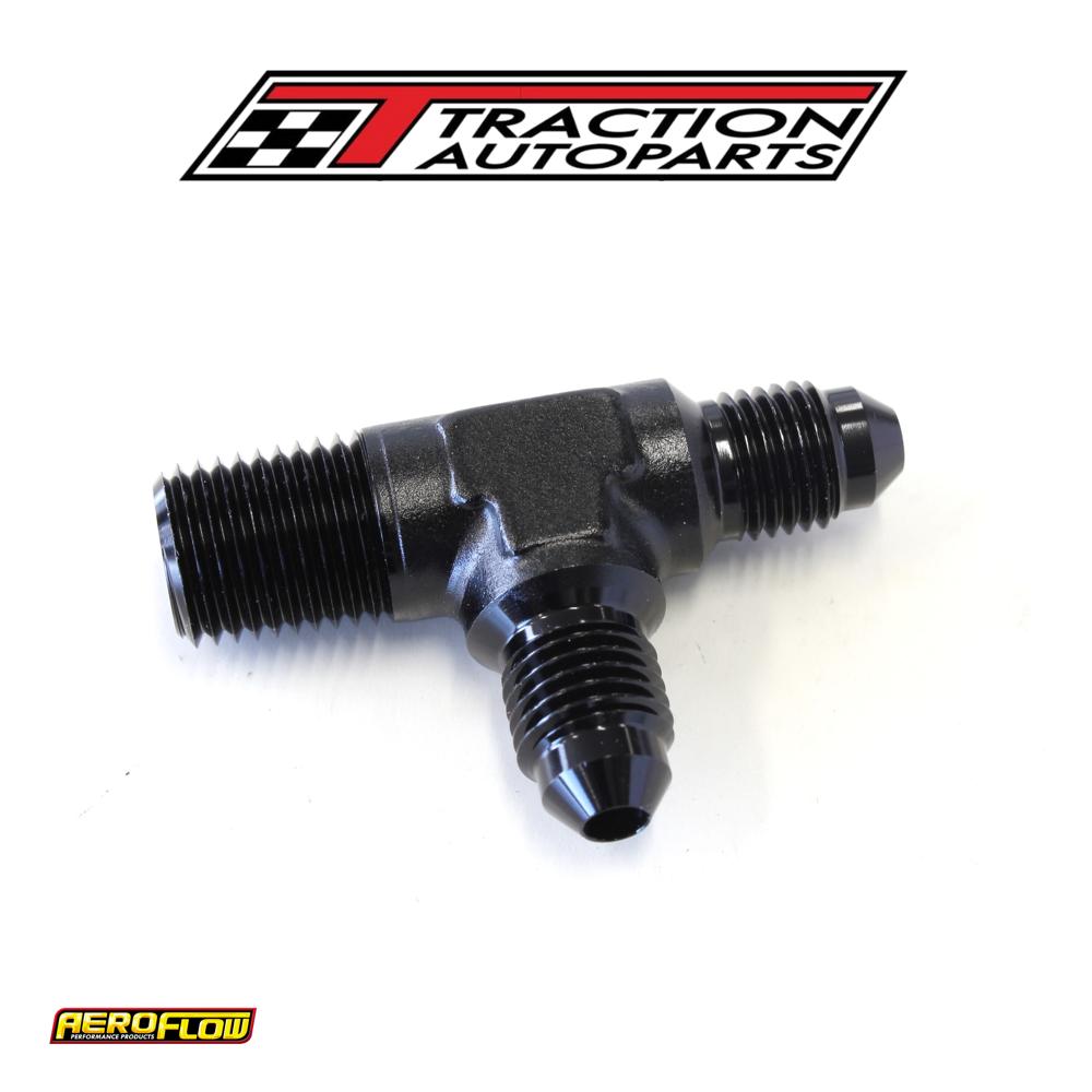 Tee -4 an With 1/4" Npt On Run Black An Tee With Npt On Run