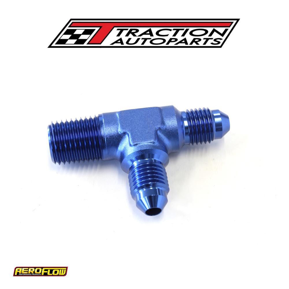 Tee -4 an With 1/4" Npt On Run Blue An Tee With Npt On Run