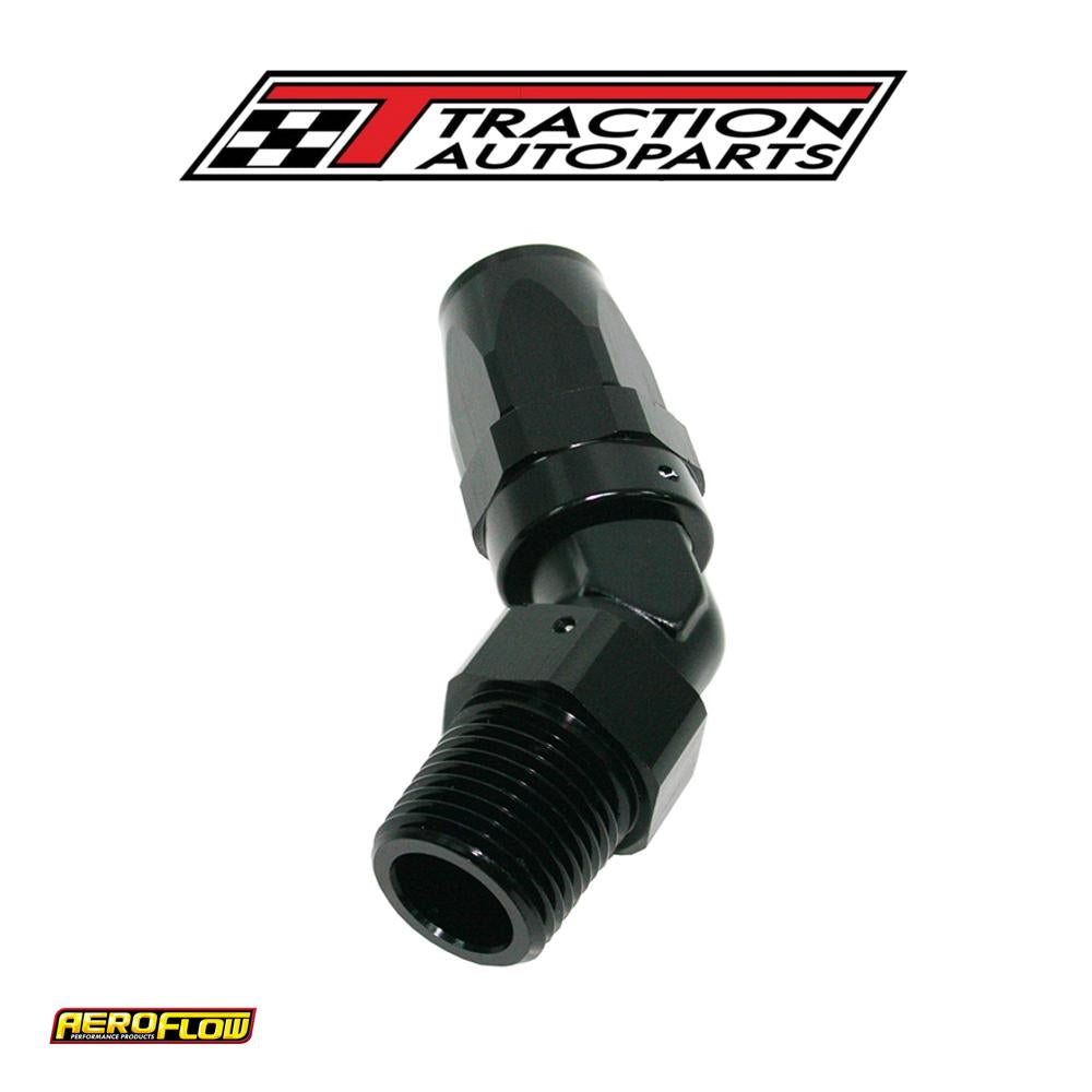 Male 45 Deg 3/4" Npt To -16 an Black Swivel Cutter Style