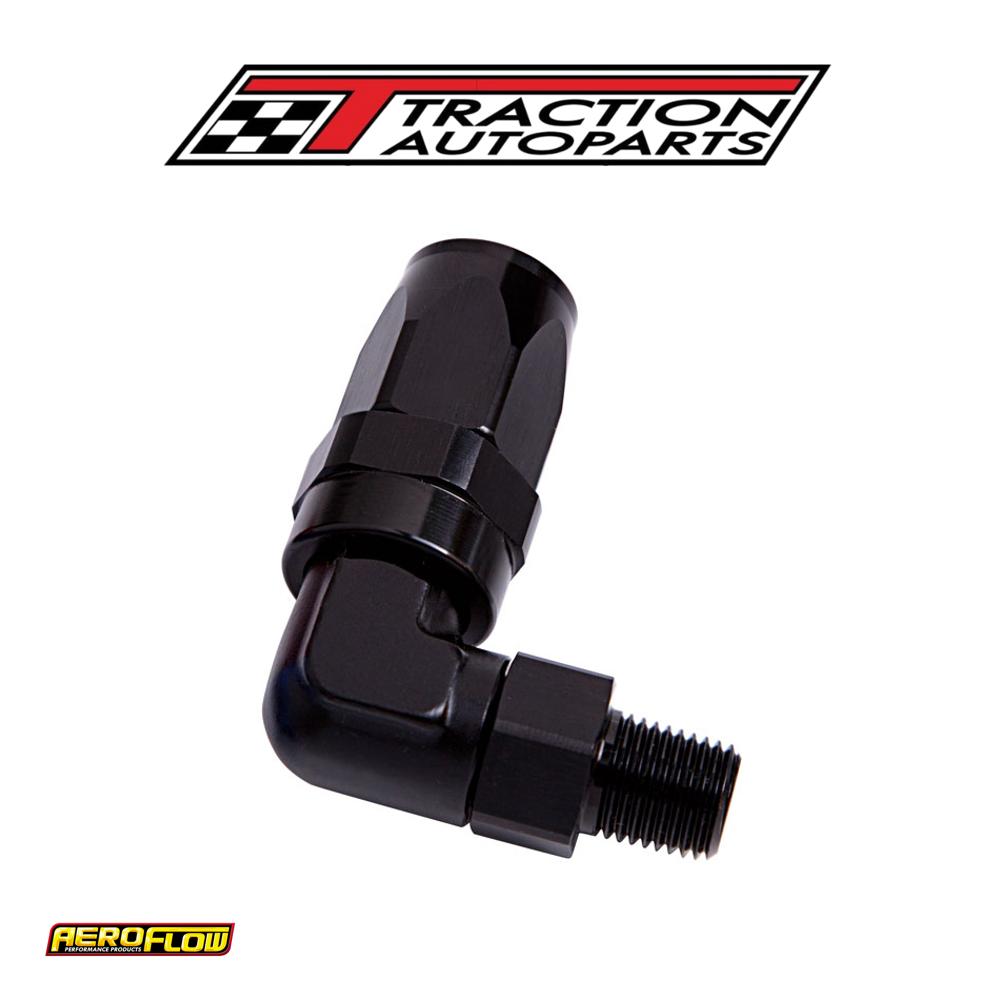 Male 3/8" Npt 90 Deg To -10 an Black Full Swivel 90 Deg