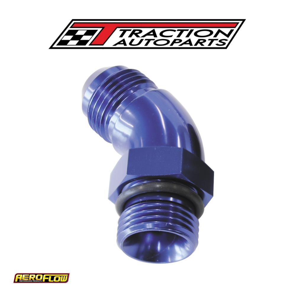 45 Deg -6 orb To -4 an Complete With Jam Nut And O-ring Blue