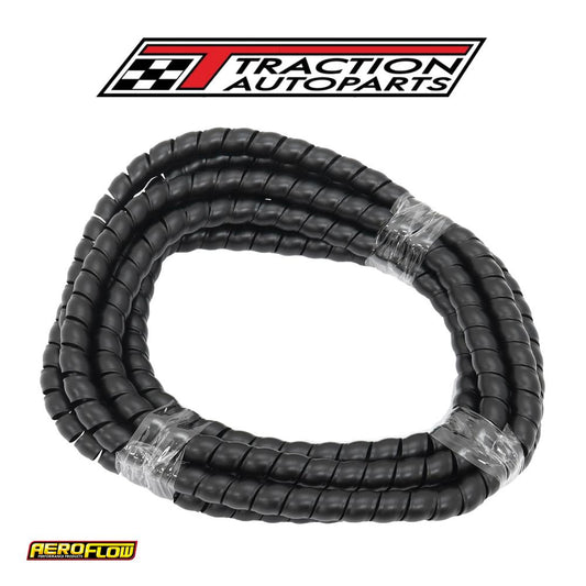 13.1 mm I.d Spiral Wrap Cover Braided Hose Wire 3.7 Meters Black Aeroflow - Af 91-9853