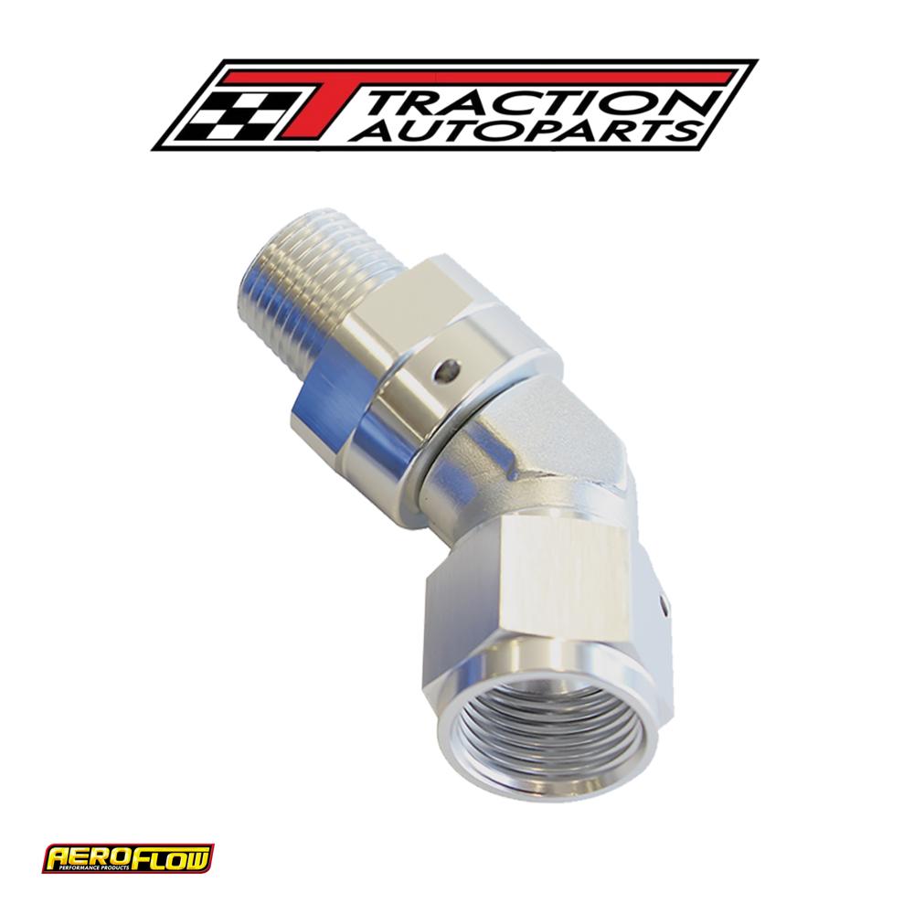 45 Deg 1/4" Npt To -4 an Femalesilver Full Swivel Fitting