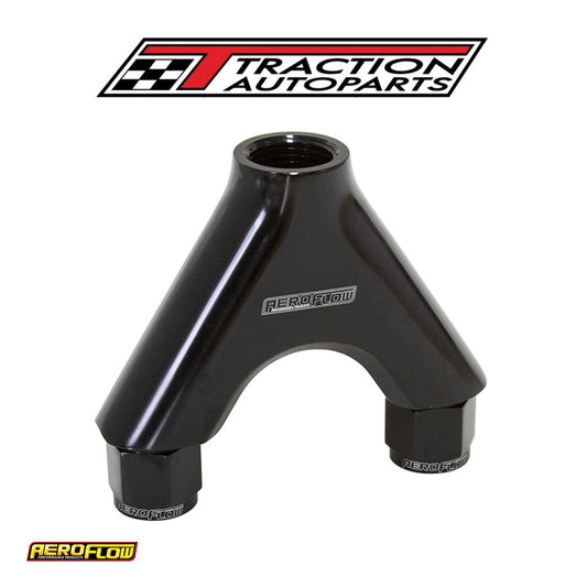 Billet Y-piece 2 x -8 an Female To 1 x -10 orb Black