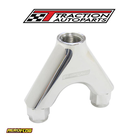 Billet Y-piece 2 x -8 an Female To 1 x -10 orb Polished