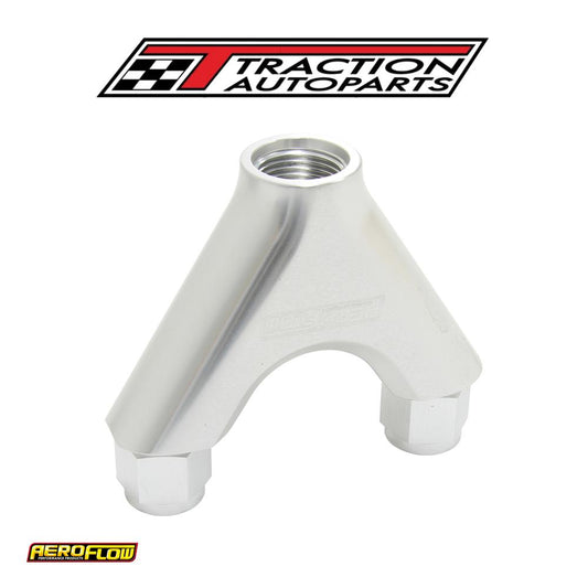 Billet Y-piece 2 x -8 an Female To 1 x -10 orb Silver