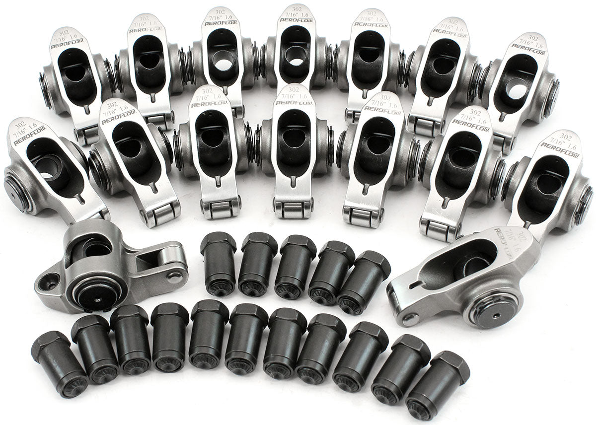 Sbf S/s Rocker Arms 7/16" Stud 1.60 Windsor 302 351 Roller 16 stainless Aeroflow Af 95-1222