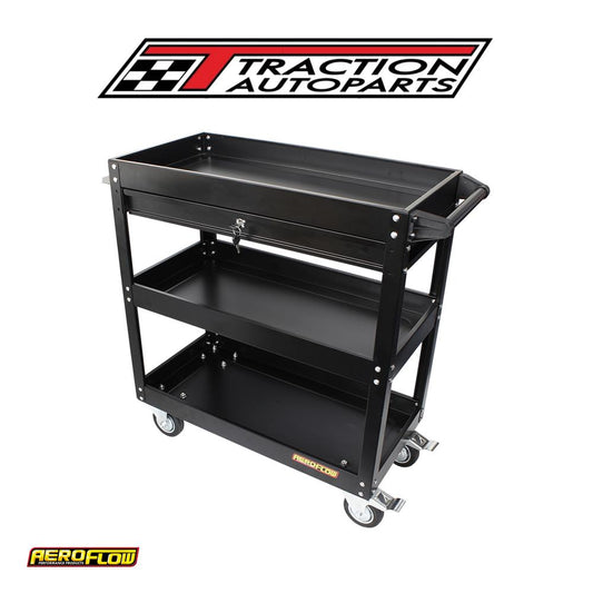 Workshop Trolley 3 Tier With Lockable Drawer. Tool Tray