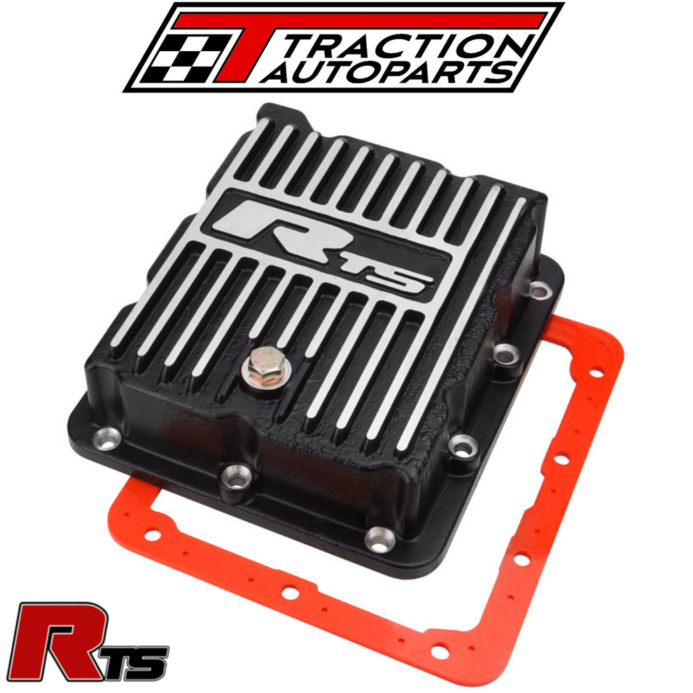 RTS Transmission Pan, Deep, Aluminium, Finned Black Powdercoat Ford C ...