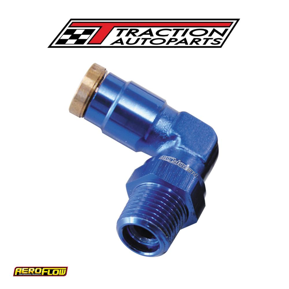 1/8" Npt 90 Degree To 3/16" 120 Series Nylon Blue Fitting
