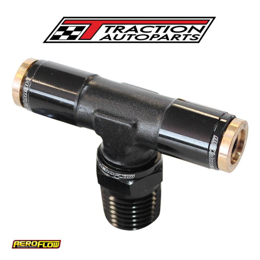 1/4" Npt Tee To 2 X 1/4" 120 Series Nylon Black Fitting
