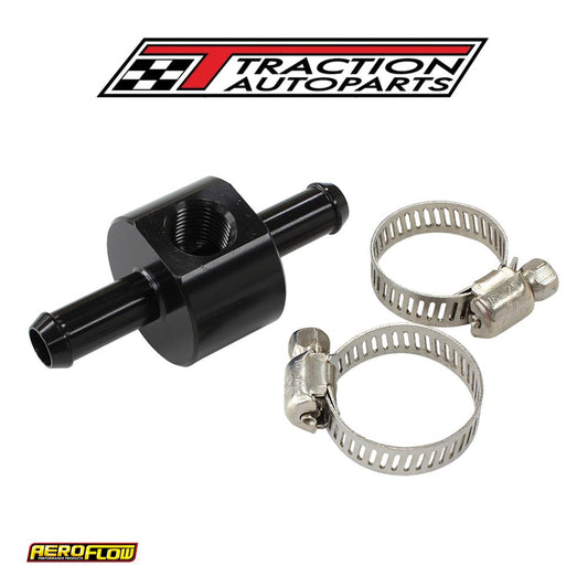 Inline Pressure Gauge Adapter 3/8" Barbs W/ 1/8" Npt, Black