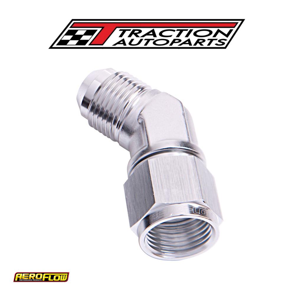 45 Deg Female - Male -6 an Silver Swivel Nut