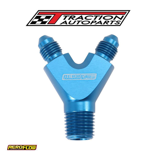 1/4" Npt Y Block To 2 X -3 an Male Fittings Nitrous Nos Blue