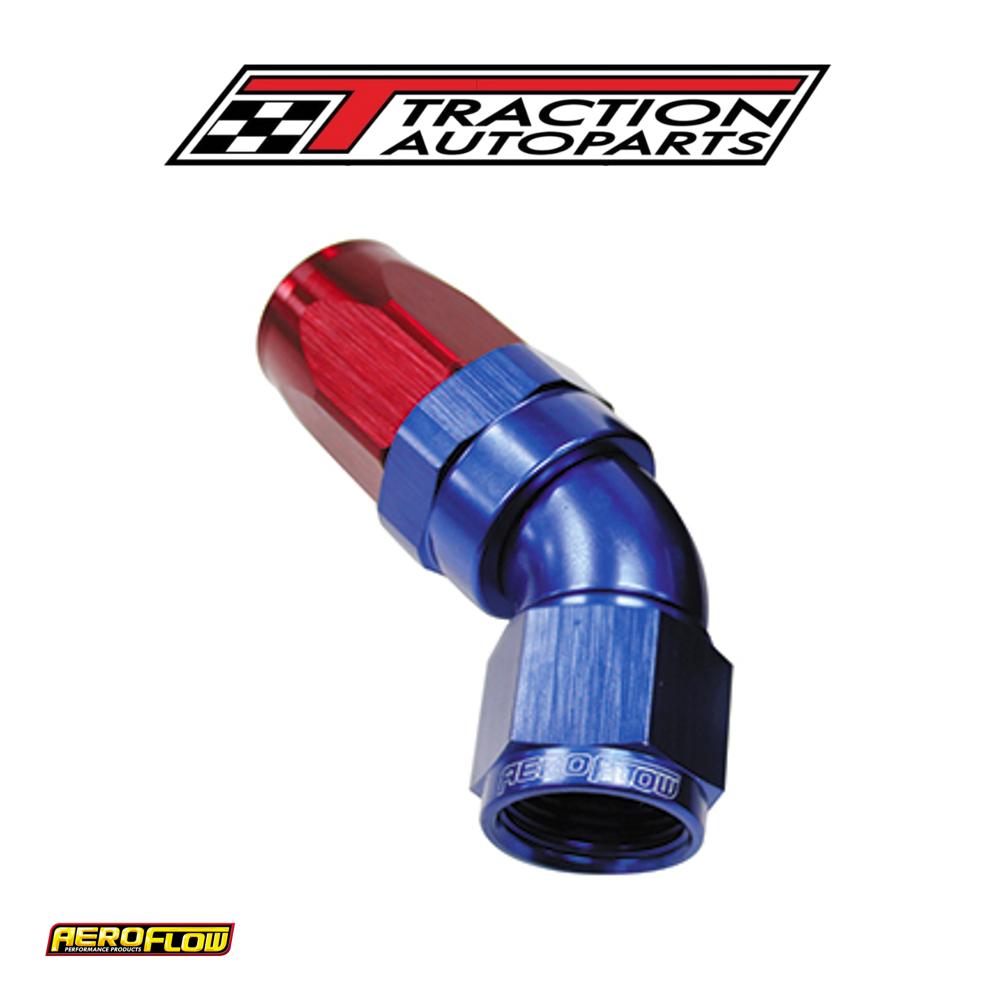 45 Deg Hose End -08 an Blue Full Flow Taper Style