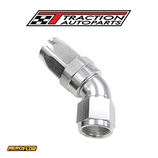 45 Deg Hose End -20 an Silver Full Flow Taper Style