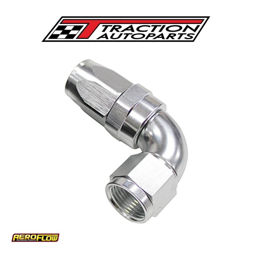 90 Deg Hose End -04 an Silver Full Flow Taper Style