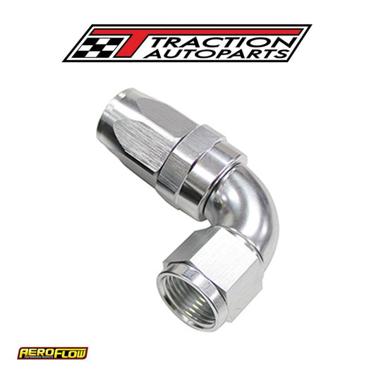 90 Deg Hose End -16 an Silver Full Flow Taper Style