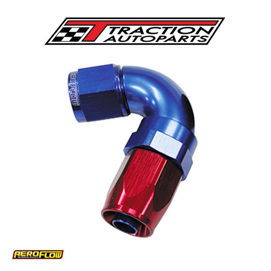 120 Deg Hose End -04 an Blue Full Flow Taper Style