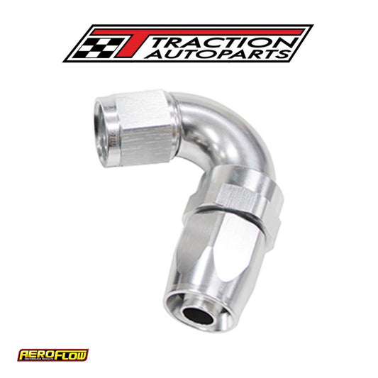 120 Deg Hose End -04 an Silver Full Flow Taper Style