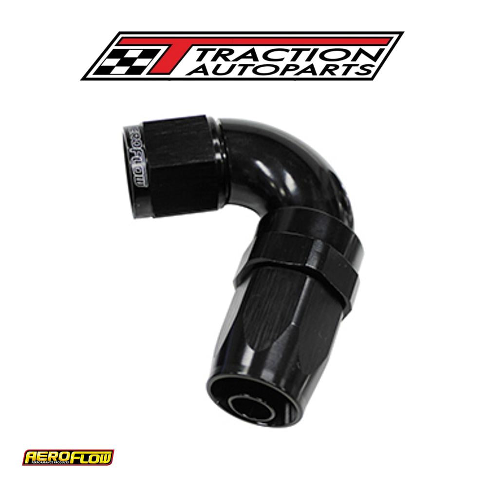 120 Deg Hose End -10 an Black Full Flow Taper Style