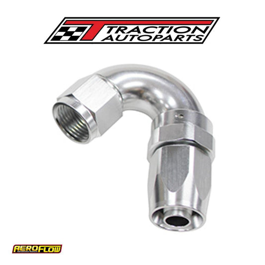 150 Deg Hose End -08 an Silver Full Flow Taper Style