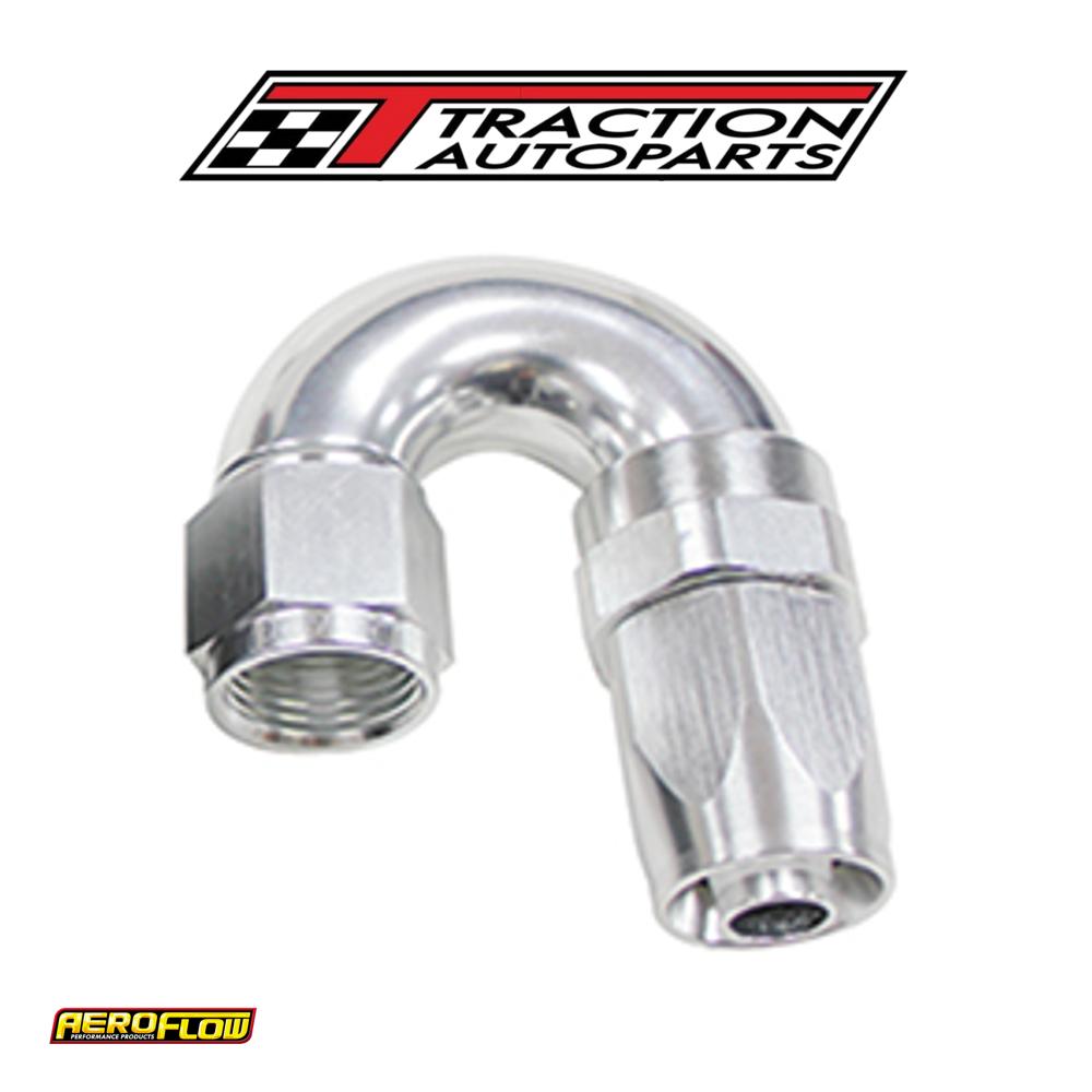 180 Deg Hose End -04 an Silver Full Flow Taper Style