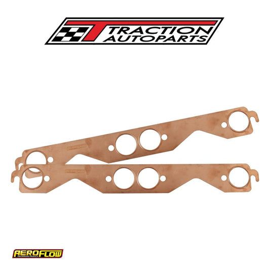 Sbc Round Exhaust Gaskets Copper Embossed 350 Chev Smallpair Aeroflow - Af 1854-1204