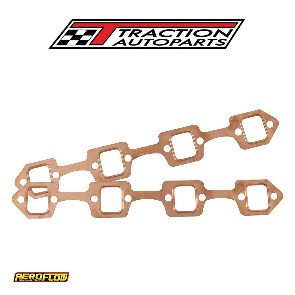 Sbf Rectangle Exhaust Gaskets Copper Embossed 289 302 351 Ford Pairaeroflow Af 1854-1204