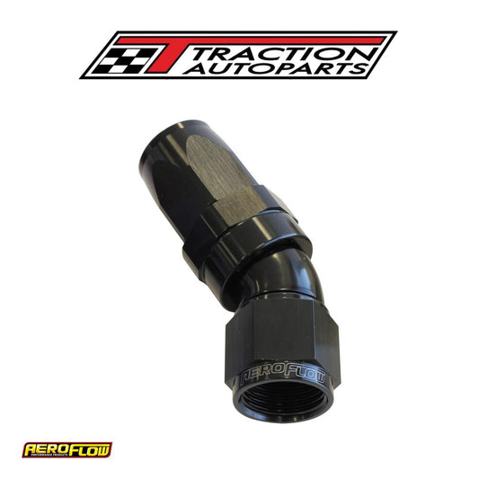 30 Deg Hose End -08 an Black Full Flow Taper Style