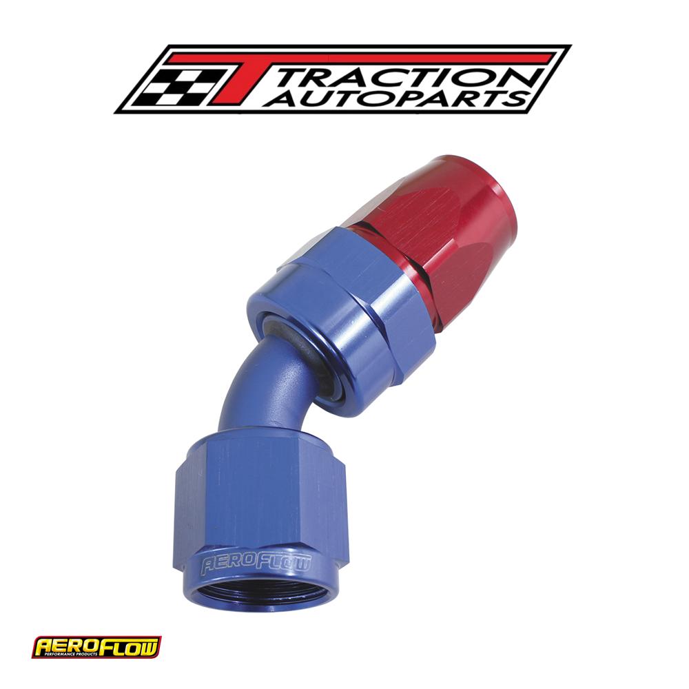 Alloy 45 Deg Hose End -4 an Blue Full Swivel Suit Teflon