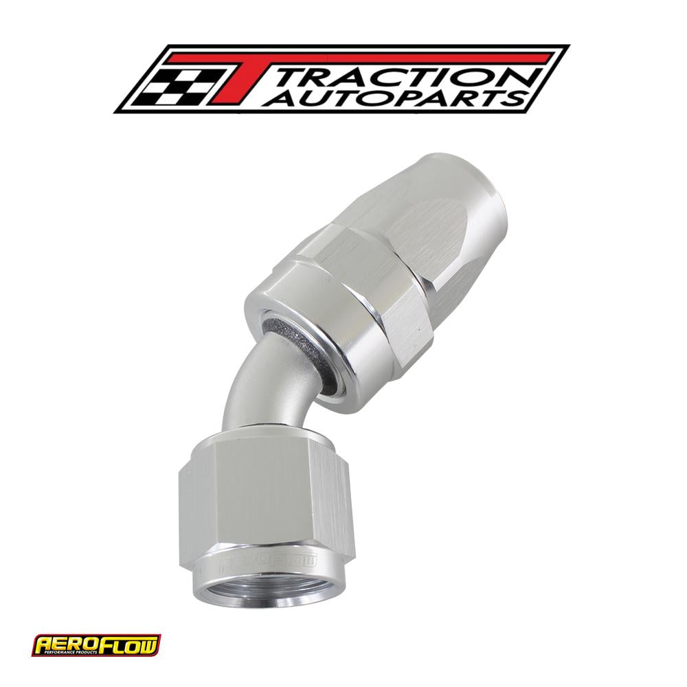 Alloy 45 Deg Hose End -6 an Silver Full Swivel Suit Teflon